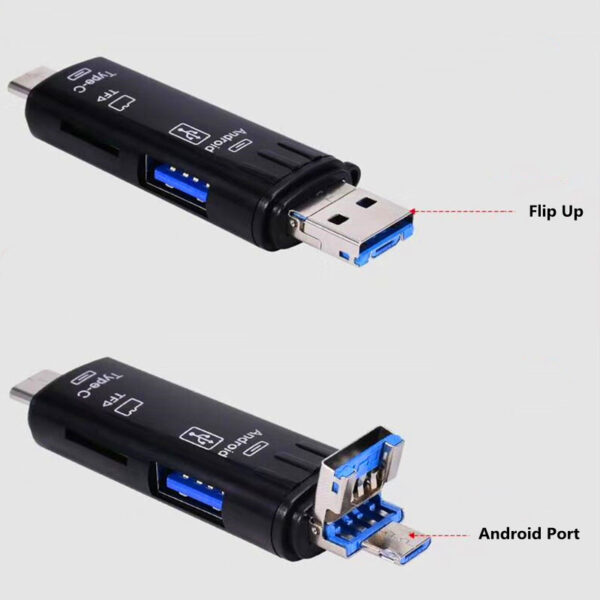 Multifunction OTG Card Reader- Type-C/USB /Micro USB/micro SD Memory Card Reader - Image 3